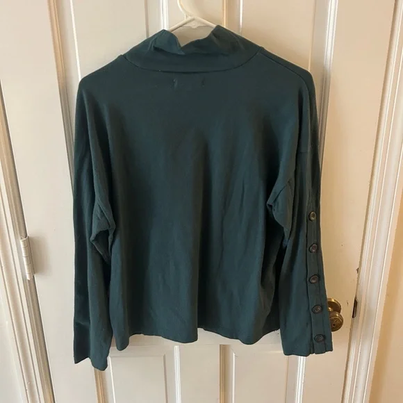 Madewell Teal Button-Sleeve Turtleneck Top - Picture 3 of 7